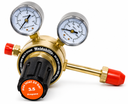 Propane / Propylene Regulator for Heating, Cutting and Brazing Gases. Two Stage, Twin Guage, 25Bar. 4Bar Max Outlet Pressure - OUT OF STOCK