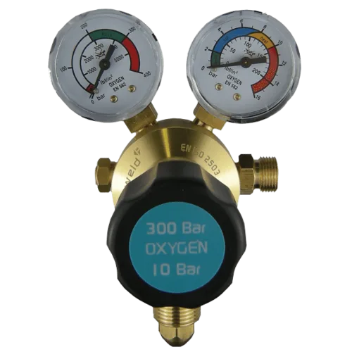 Oxygen Gas Regulator for Heating ,Cutting and Brazing. Single Stage, 2 Guage, 300Bar. 10Bar max outlet pressure