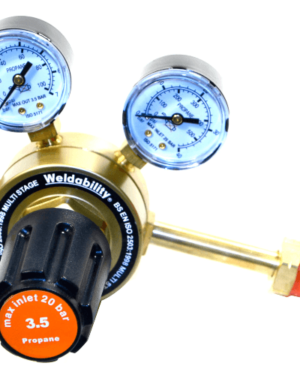 Propane / Propylene Regulator for Heating, Cutting and Brazing Gases. Two Stage, Twin Guage, 25Bar. 4Bar Max Outlet Pressure - OUT OF STOCK