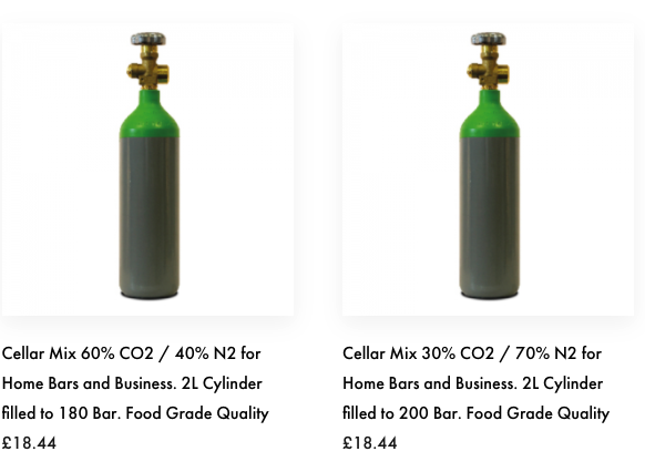 30% CO2 / 70% Nitrogen bottle and 60% CO2 / 40% Nitrogen bottle