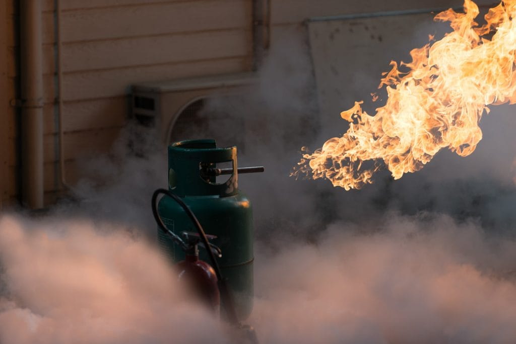 flammable fire with gas tank