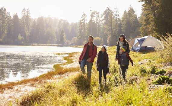 Family walking in the wilderness