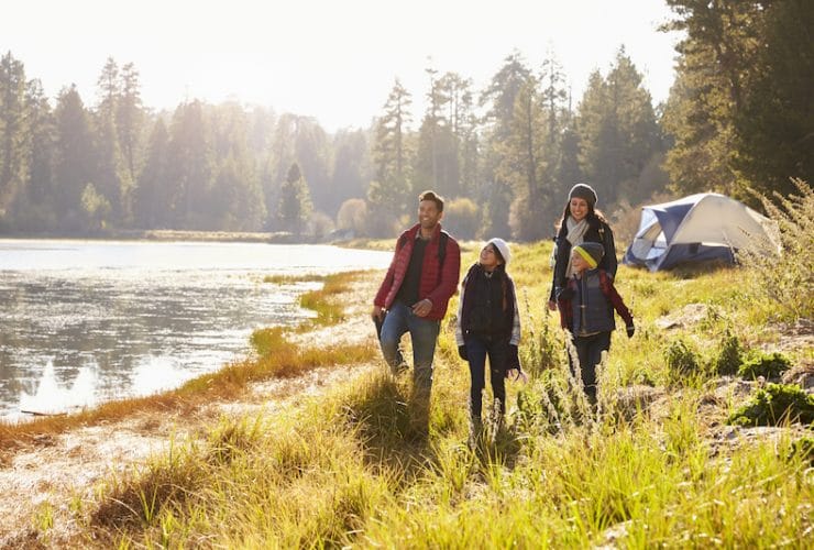 Family walking in the wilderness