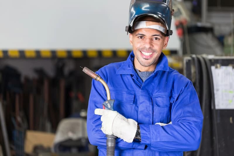 a happy welding man