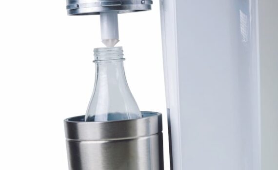 A bottle in a metal container