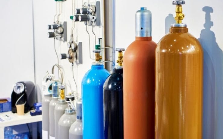 Several cylinders in a row