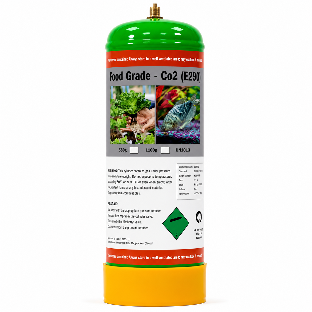 Food Grade CO2 E290 disposable gas bottle 220ltr Food Grade Co2 1100G Hydroponics and Aquarium E290