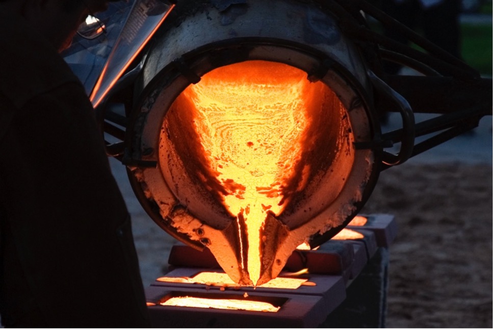 A close-up of a metal casting