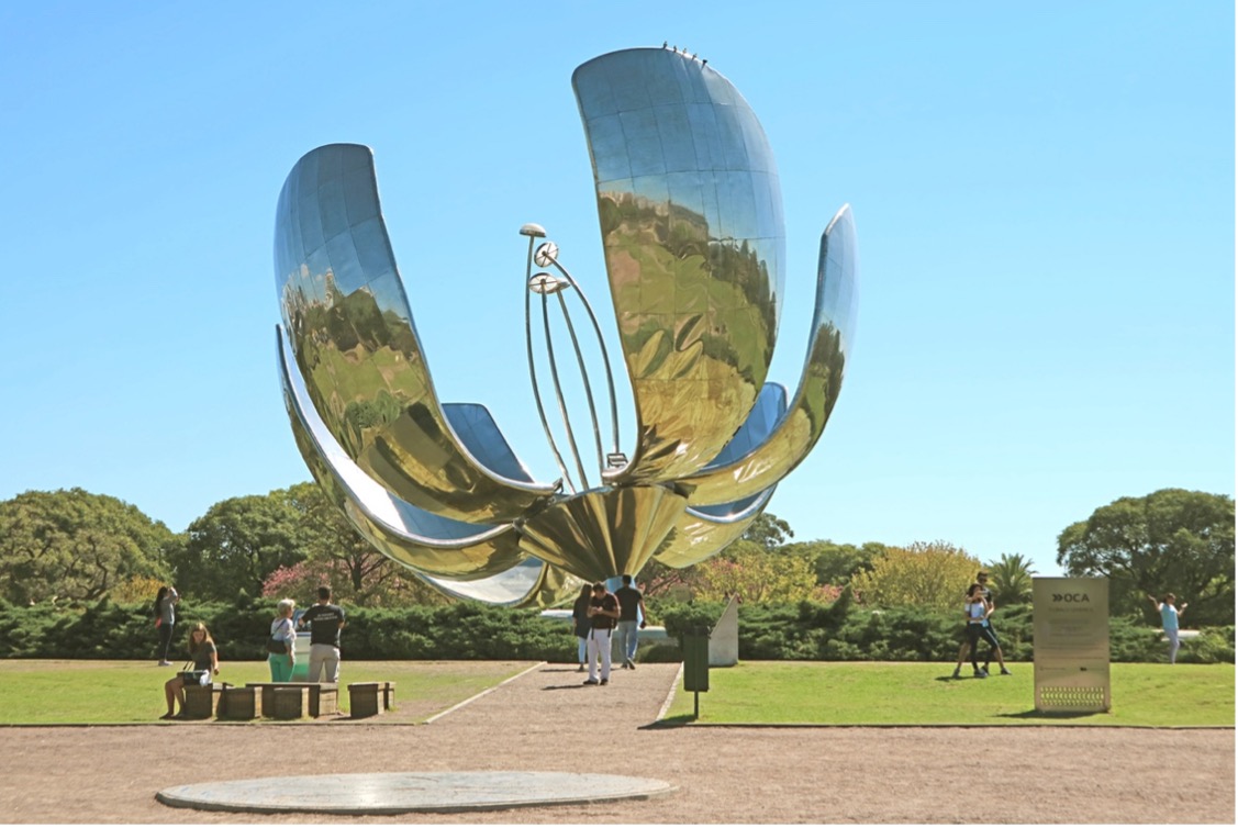 A large metal sculpture in a park