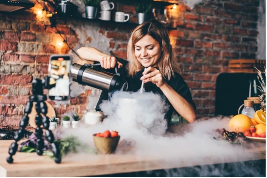 A person using a flask