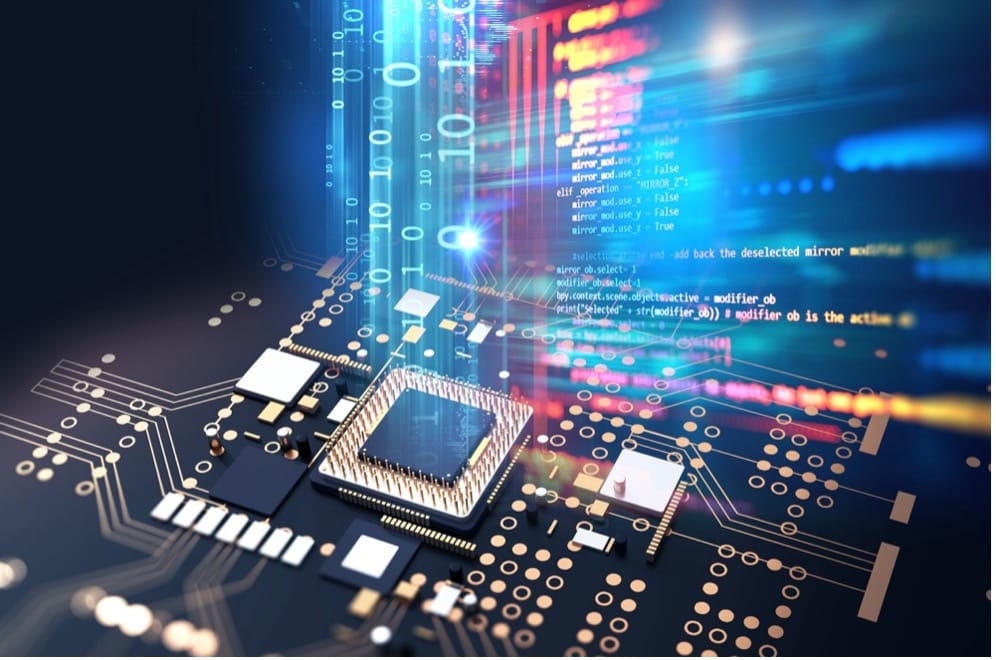 A close-up of a computer chip