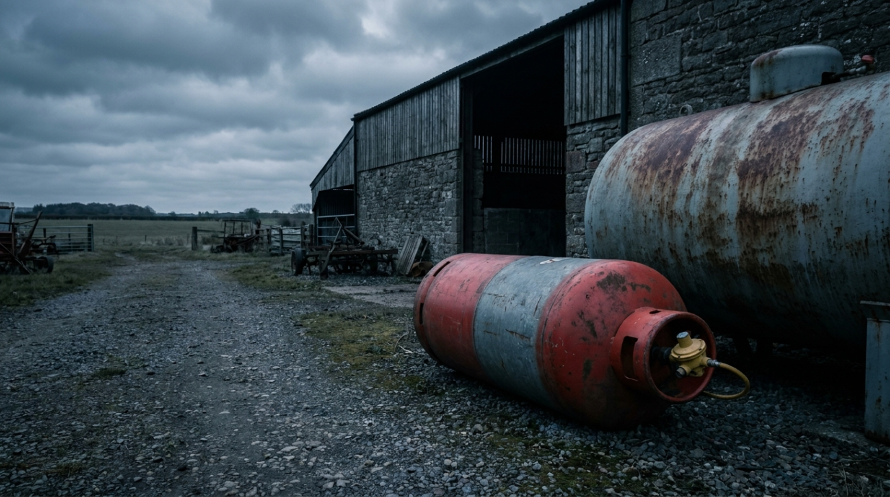 47kg propane cylinder on a rural farm